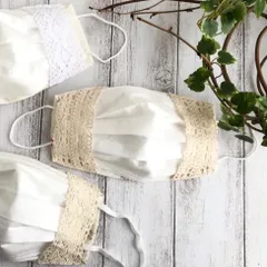 一枚仕立て 不織布 立体 マスクカバー インナーマスク　アイボリー花柄