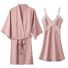 ２点セット スリップ ガウン サテン レディース セクシーランジェリー ベビードール ナイトドレス 下着 レース 無地 花柄 艶 光沢 黒 白 ピンク 紫 黄 M-LL su1