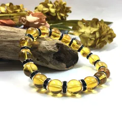 シトリン パワーストーン ブレスレット 10mm （ブラック）メンズ・レディース　男性・女性　数珠ブレス　開運  [o]　