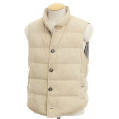 【中古】ブルネロクチネリ Brunello Cucinelli スエード レザー ダウンベスト ベージュ【サイズXS】【メンズ】
