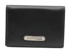 サンローラン カードケース レザー ブラック 黒 マチ付 プレート シルバー金具