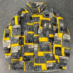 日本製 HARDY AMIES SPORT ハーディエイミス 中綿 総柄 デザイン ジャケット 防寒 比翼ジップ アメコミ コミック柄 メンズ L