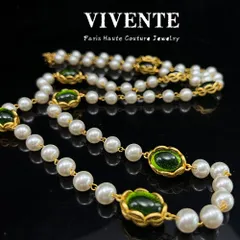 ネックレス フランス風 ヴィンテージ バロック 宮廷風 ガラス 中世風 パールXuA1720