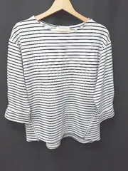 ◇ Θ ANNA LUNA アンナルナ ボーダー柄 七分袖 カットソー サイズM ホワイト レディース E  【1410230014873】