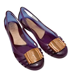 フェラガモ ラバーシューズ ヴァラ ロゴ 6 約23.5cm ゴールド 靴 ラバー フラットシューズ レディース Salvatore Ferragamo