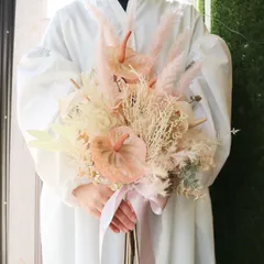 人気カラーのブーケ　ブートニア付き　パンパス　結婚式　パーティー　フォトウェディング
