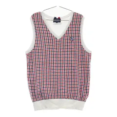 サイズ：0 PEARLY GATES パーリーゲイツ  Vネック ニットベスト チェック柄 レッド系 [240101348707] ゴルフウェア レディース ストスト