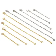 【人気商品】シルバーゴールド各5本計10本セット ゴールド シルバー 15cm 12.5cm 10cm 7.5cm 5cm ステンレス製 ネックレスの長さを調整用 チェーン 延長 [オーディオファン]