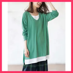 ★スタッフおすすめ★レイヤード風ニットソーチュニック  ◇身長162cm B84 W63 H89/モデル着用サイズM 上品　おすすめ おしゃれ　★売れ筋★　人気 高見え　高級感