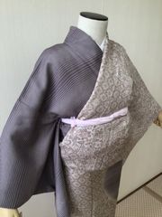 新品未使用 正絹単衣 更紗おしゃれ訪問着 帯セット モダン洒落着 裄68