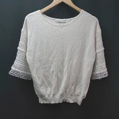 ◇ COLLAGE GALLARDAGALANTE レース袖 無地 シンプル 大人っぽい 七分袖 ニット サイズF ホワイト レディース E  【1309250042150】