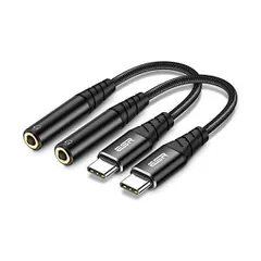 ESR USB Type-C to 3.5 mm メスイヤホンジャックアダプター USB-C to Auxオーディオドングルケーブル 2本入り