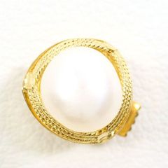 K18YG　合金　ピンブローチ　brooch　パール（真珠）　総重量約2.7g