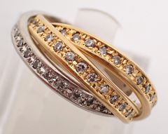 美品 トリニティフルダイヤリング D1.00ct 8.6g K18YG/PT900 10号 イエローゴールド プラチナ ダイヤモンド レディース 指輪