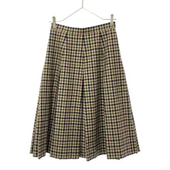 アクアスキュータム ウール100％ ミディ丈 プリーツスカート 9 ベージュ系 Aquascutum サイドジップ レディース