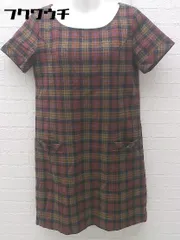 ◇ Spick & Span スピック アンド スパン チェック 半袖 ミニ ワンピース 36サイズ ブラウン ベージュ レディース 【中古】 【1002798772564】