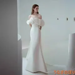 ライトウェディングドレス サテン ワンショルダー ロング丈 タイト シンプル 結婚式 ウェディング ドレススカート 記念日 大きいサイズ 撮影 写真撮影 前撮り