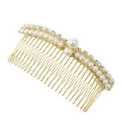 髪飾り 成人式 振袖 前撮り 袴 花 かんざし ゴールド 白 コーム キラキラ パール ラインストーン リボン おしゃれ かわいい 洋 No.10-2718