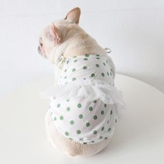 【閉店セール全品半額】大きいサイズ　ドット柄キャミソール　グリーン　フレンチブルドッグ　犬服