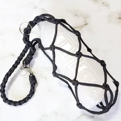 パラコード ボトルホルダー ドリンクホルダー ペットボトル ホルダー バンドメイド 推しカラー   500ml ブラック 黒
