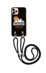 iPhone 17 ProMAX アイフォン17プロマックス スマホケース ショルダーストラップ 紐 付き 山 マウンテン アウトドア キャンプ ロゴ 英文字 かっこいい ブラック カラー01