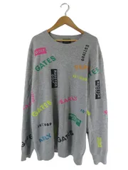 パーリーゲイツ PEARLY GATES 053-2270107 ニット 長袖 ロゴ 総柄  羊毛 カシミヤ サイズ6 グレー QQQ