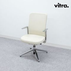 【中古品】Vitra ヴィトラ Pacific Chair パシフィック チェア オフィス グライド アーム チェア レザー アイボリー エドワード・バーバー