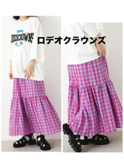 新品 未使用《RODEO CROWNS》Colorful ギンガムチェック　スカート ピンク 水色 フリーサイズ