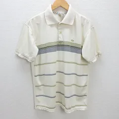 H■フランス製■ラコステ/LACOSTE 鹿の子地 半袖ポロシャツ【5】クリーム/MENS■119【中古】