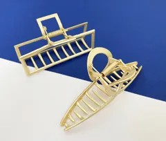 送料無料 韓国風⭐︎ヘアクリップ（大きめ・シンプル・ゴールド・2個セット）