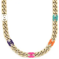 シャネル CHANEL ネックレス ココマーク チェーン チョーカー GP ゴールドXマルチカラー B24C【中古】