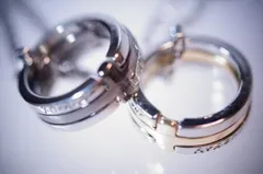 ダブルリングネックレス　ゴールド・シルバー