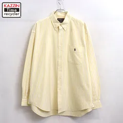00s RALPH LAUREN ストライプ柄 BIG SHIRT ボタンダウン 長袖シャツ メンズ 表記Lサイズ