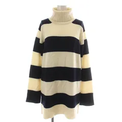 マックスマーラ MAX MARA チュニック ニット セーター 長袖 タートルネック ボーダー ロング アイボリー 紺 ネイビー /NW35のサムネイル