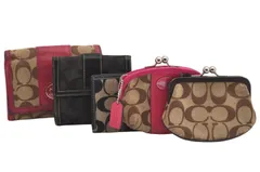 COACH コーチ 二つ折り財布 コイン パスケース キャンバス レザー ブラウン ブラック 5セット 4416M