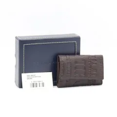 箱付き トミーヒルフィガー 0094-5646-02 ブラウンレザー ロゴ型押し 6連 メンズキーケース 2000000 NSK OMI