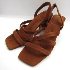 ザラ サンダル ストラップ チャンキーヒール スウェード 靴 レディース 37サイズ ブラウン ZARA 【中古】