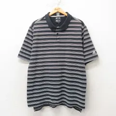 XL/古着 アディダス adidas 半袖 ブランド ポロ シャツ メンズ ワンポイントロゴ 大きいサイズ 黒 ブラック ボーダー 25jun04 中古 トップ