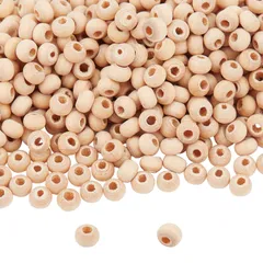 新品 PandaHall 木製ビーズ 約5000個 4~5mm 小さい 未塗装 無地 ウッドビーズ 丸い スペーサービーズ 滑らかなビーズ ブレスレットネックレスジュエリーと工芸品作りのために 穴1.5~2.5mm