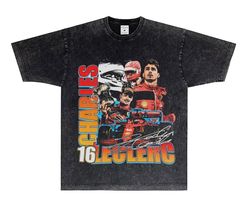 シャルル・ルクレール F1 レーシングドライバー ヴィンテージ加工 Tシャツ コットン S～3XL