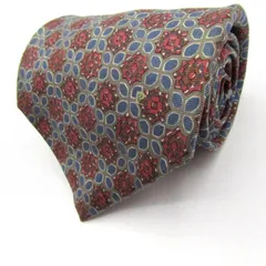 ピエールカルダン ブランド ネクタイ 花柄 格子柄 幾何学模様 シルク フランス製 メンズ ブラウン Pierre Cardin 【中古】