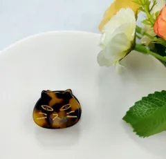 ○送料込み○｜国内発送｜♪♪猫ちゃんといつも一緒♪ふて猫ヘアクリップ◆バンスクリップミニ◆ブラウンマーブル×ゴールド◆デミ柄猫◆茶色ぶち柄猫◆べっこう柄猫◆ヘアクリップ♪ヘアアクセサリー♪プレゼントや贈り物にも◆