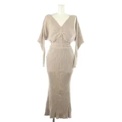 スナイデル SNIDEL 23SS カッティングオープンニットワンピース ロング マキシ丈 長袖 リブ F ベージュ /YQ ■OS