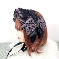 ヘッドドレス　【桃網×編上ボンネット】ロリータ