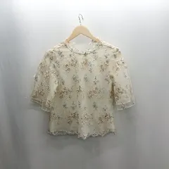 ◇ ⊂ mystic ミスティック 花柄刺繍 半袖 カットソー サイズF ベージュ系 レディース E  【1502060001311】