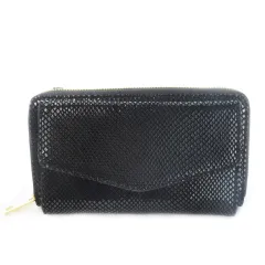 長財布 ロングウォレット 2way ショルダーウォレット お財布バッグ 小銭入れあり スエード レザー 革 パイソン柄 黒 ブラック /CK26 ■GY17