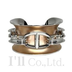 HERMES　エルメス　レポンス　バングル　Ag925　シルバー　マットピンクゴールド　#LG　ブランドジュエリー　アクセサリー　シルバー925　SV　オープンバングル　ブレスレット　シェーヌ・ダンクル【中古】【76520】