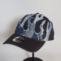 【税込】 Custom】一点物/再構築 カスタムキャップ デニム ファイヤー 帽子