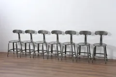 ★事前問合せ必須★ Nicolle Chair ニコル・チェア Whale Tail ホエールテイル メタルチェア 中古 美品 フランス オールスチール 7脚セット 板座チェア ダイニングチェア 椅子 イス リペア+発送まで3週間前後 R-081914
