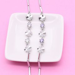 Adelina Style (アデリナスタイル) ブレスレット レディース よつば クローバー ジルコニア メロンシードチェーン シンプル スターリングシルバー (タイプE シルバー) プレゼント